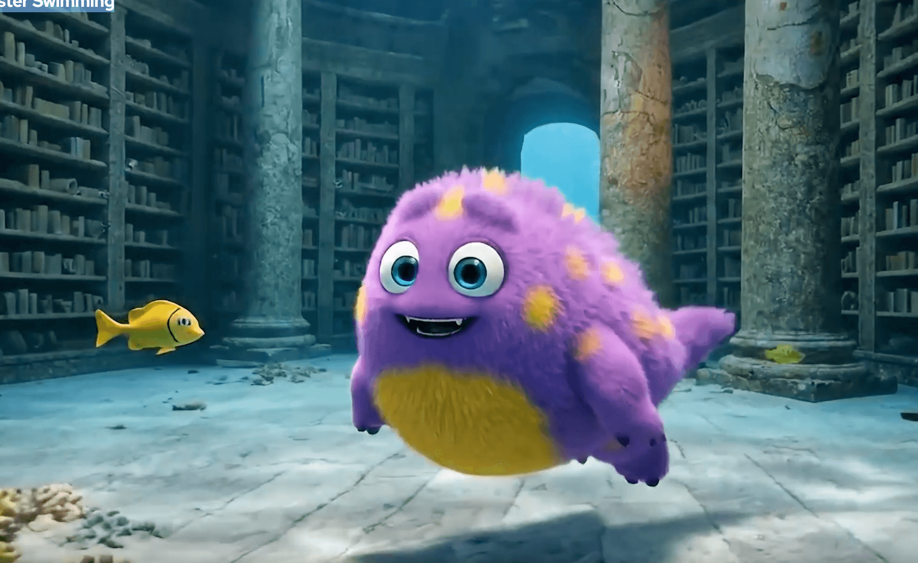 Cute Monster Swimming motion example