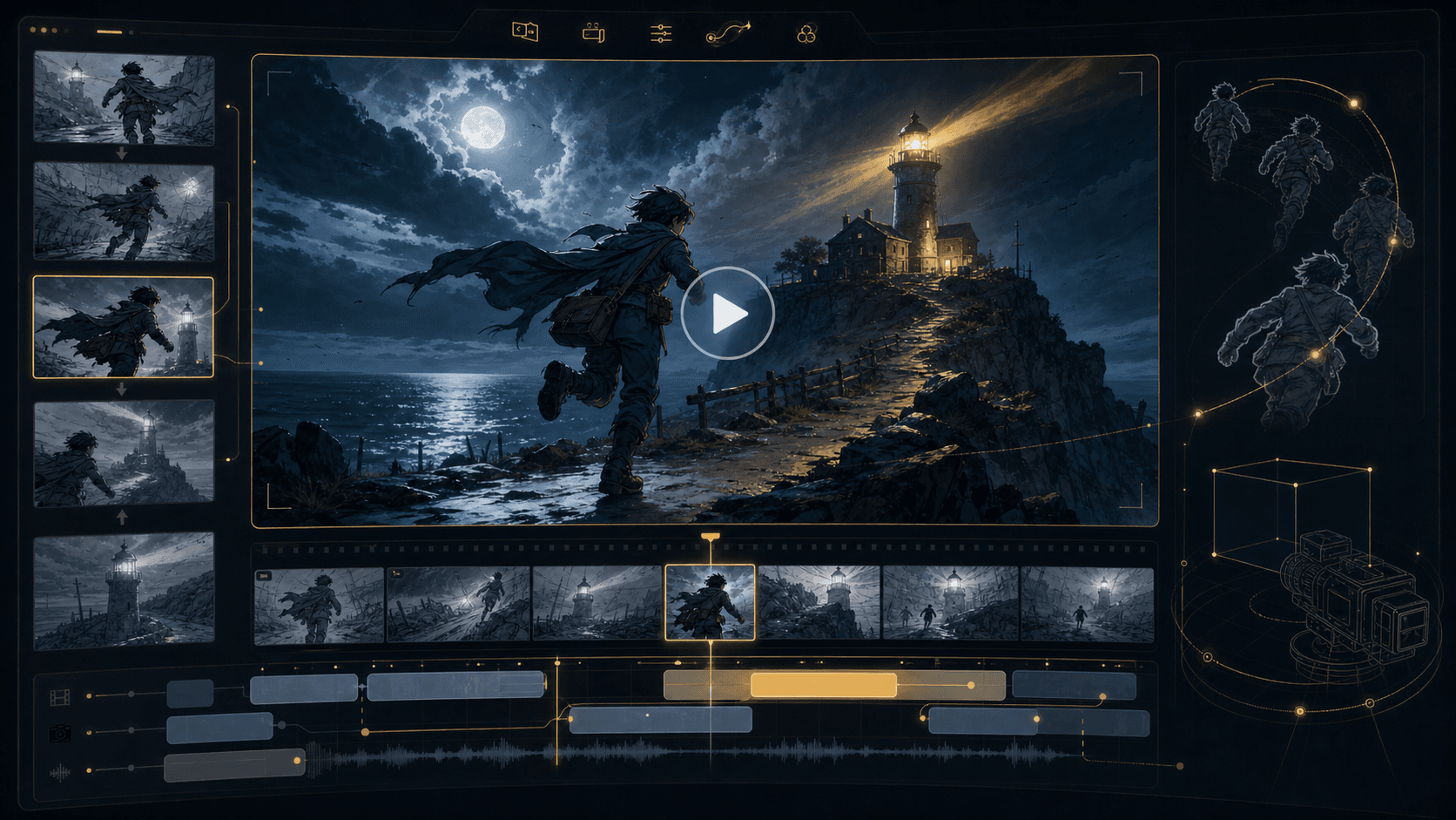 Generated AI storyboard video generation workspace preview