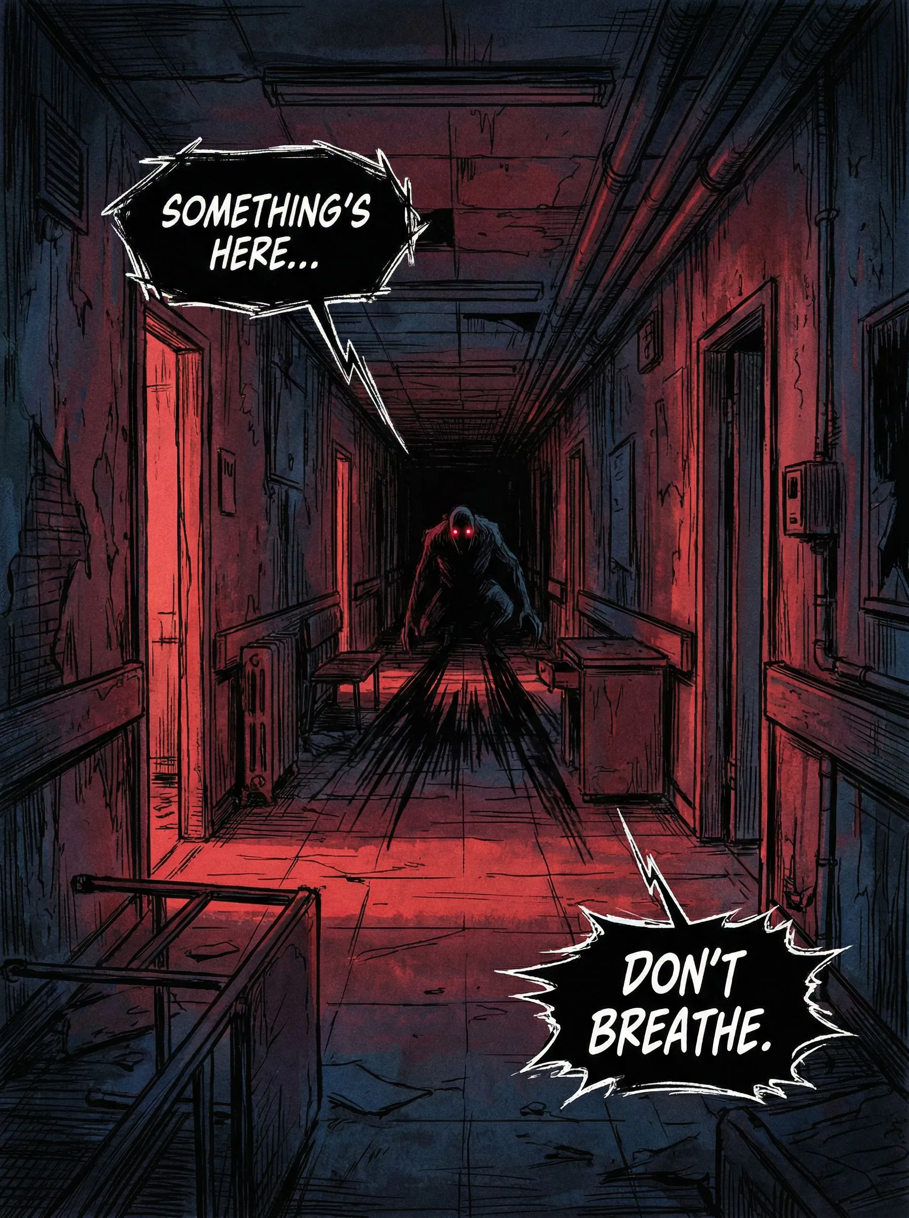 Dark manhwa thriller panel