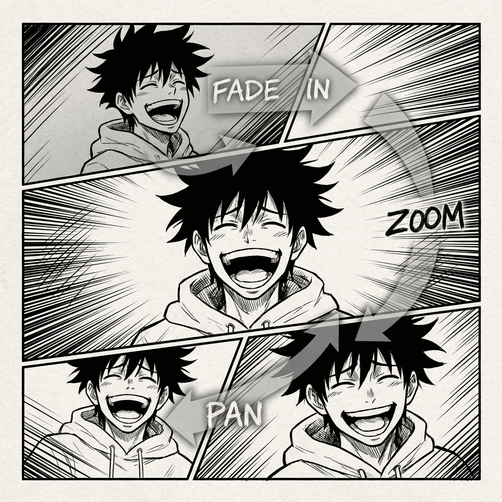 Manga character panel with dialogue timing