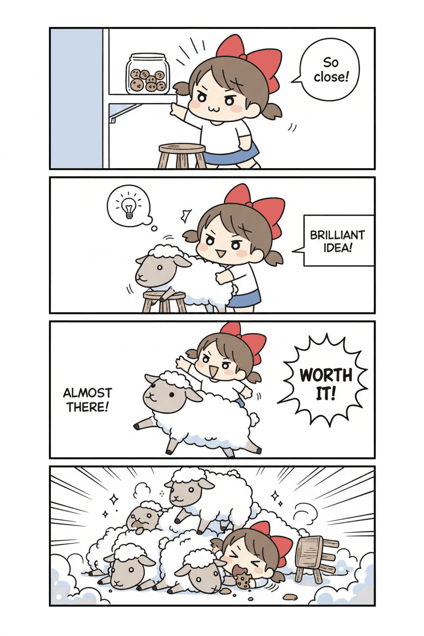 AI chibi manga generator example with four-koma comic characters