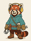 Source full-body cartoon red panda studio mascot image