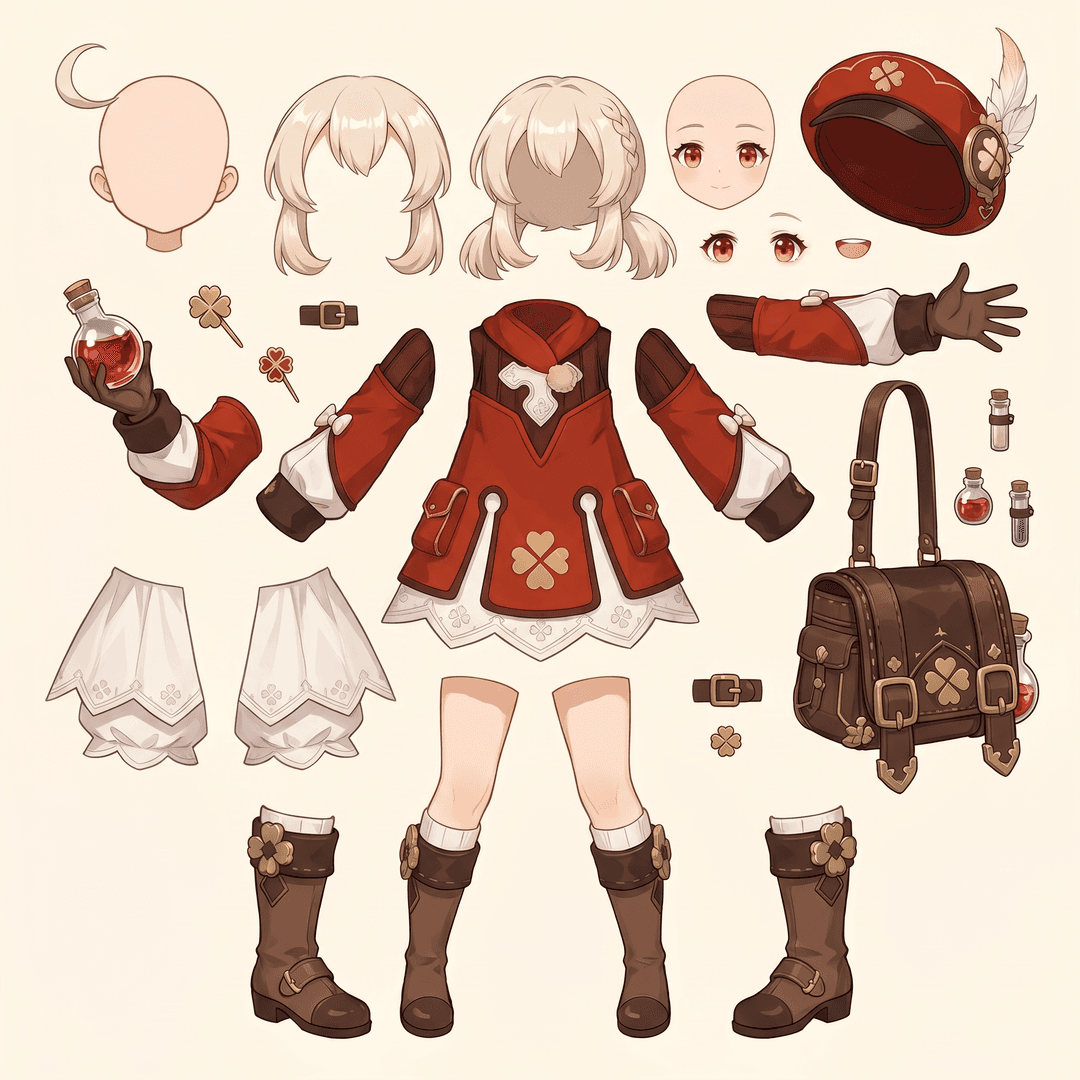 AI-split animation asset sheet for a fantasy alchemist character