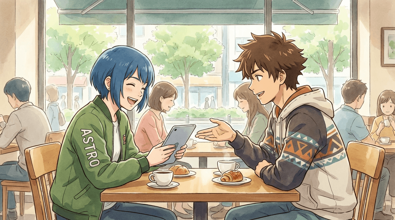 AI character design scene with two original characters