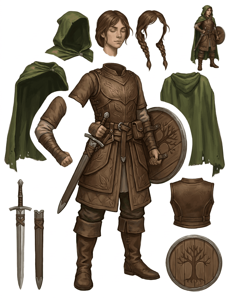 Split asset sheet for a fantasy RPG forest knight