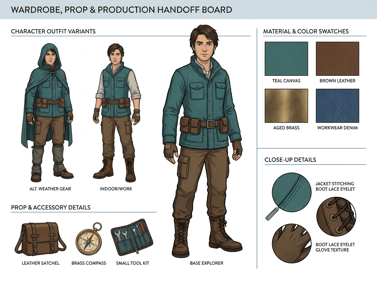 AI character outfit gear and prop reference