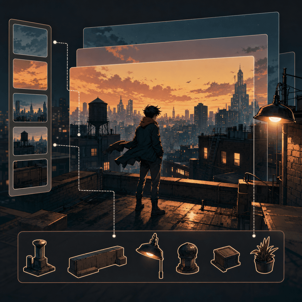 Reusable scene creation cover