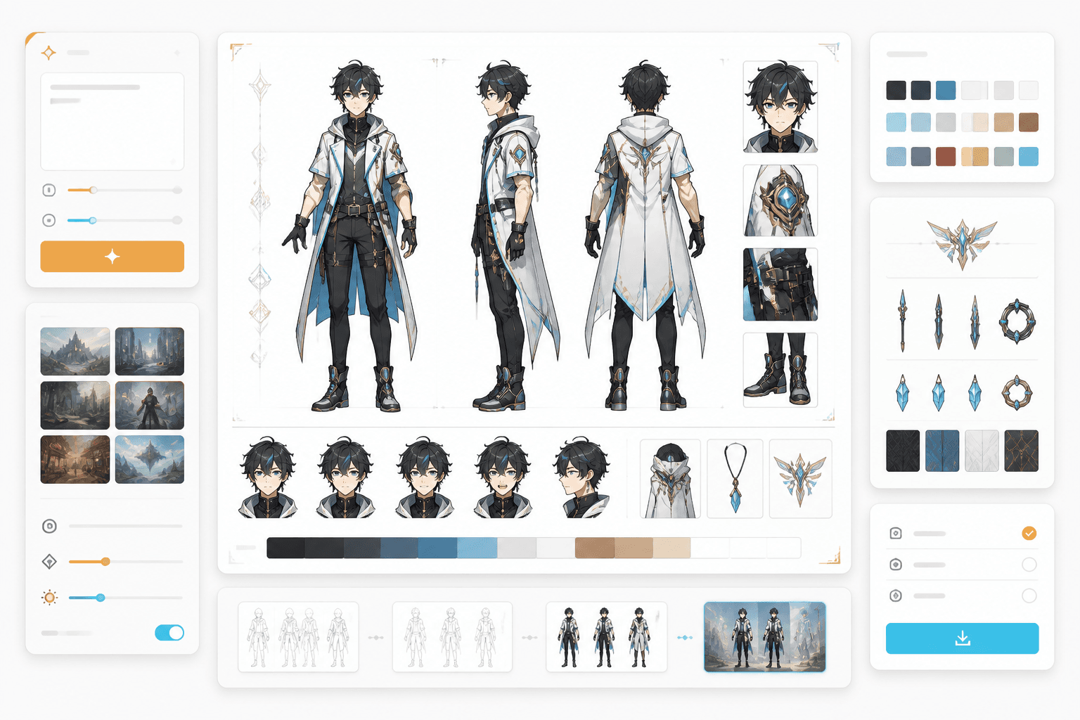 AI character sheet generator preview