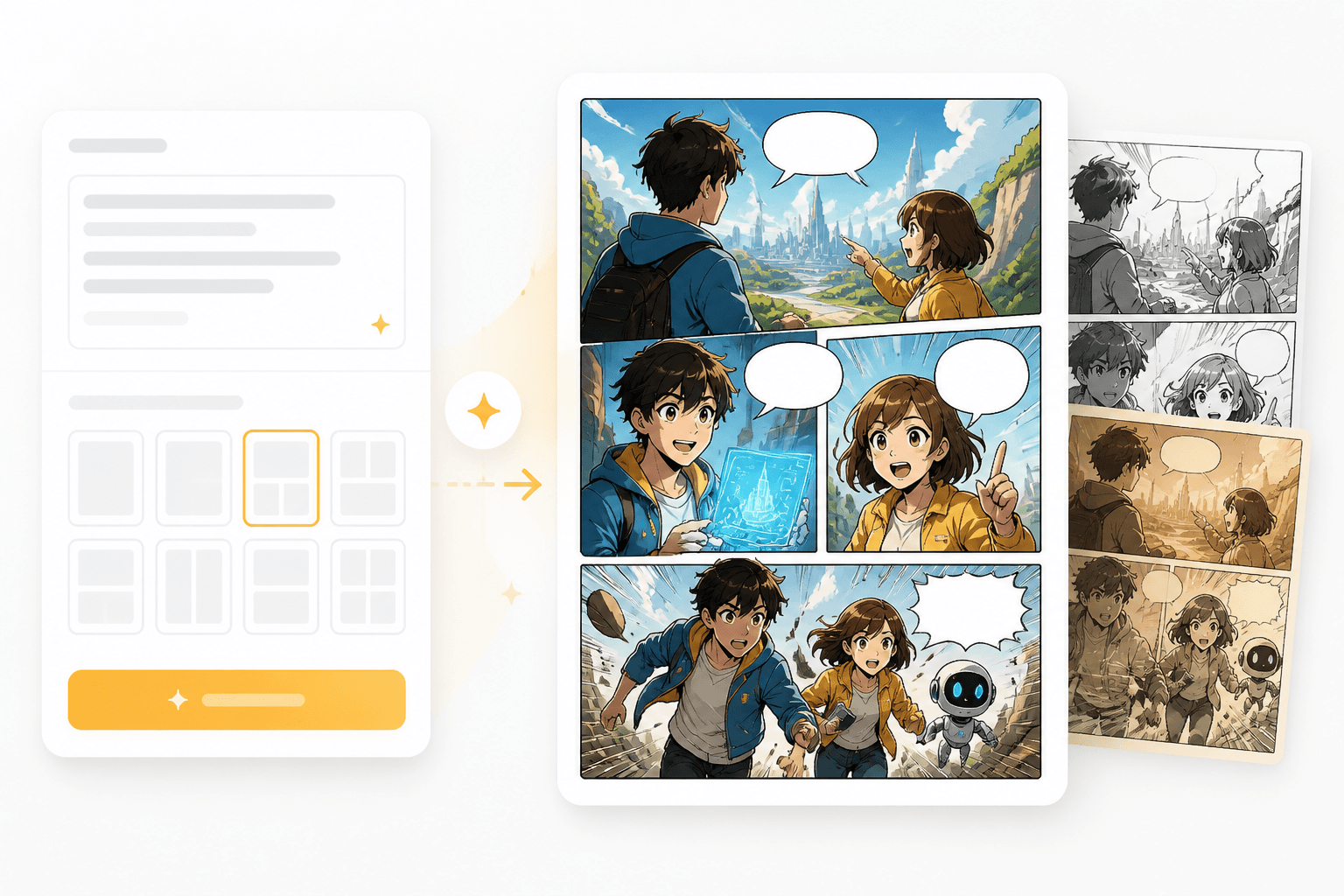 AI comic panel generator product mockup
