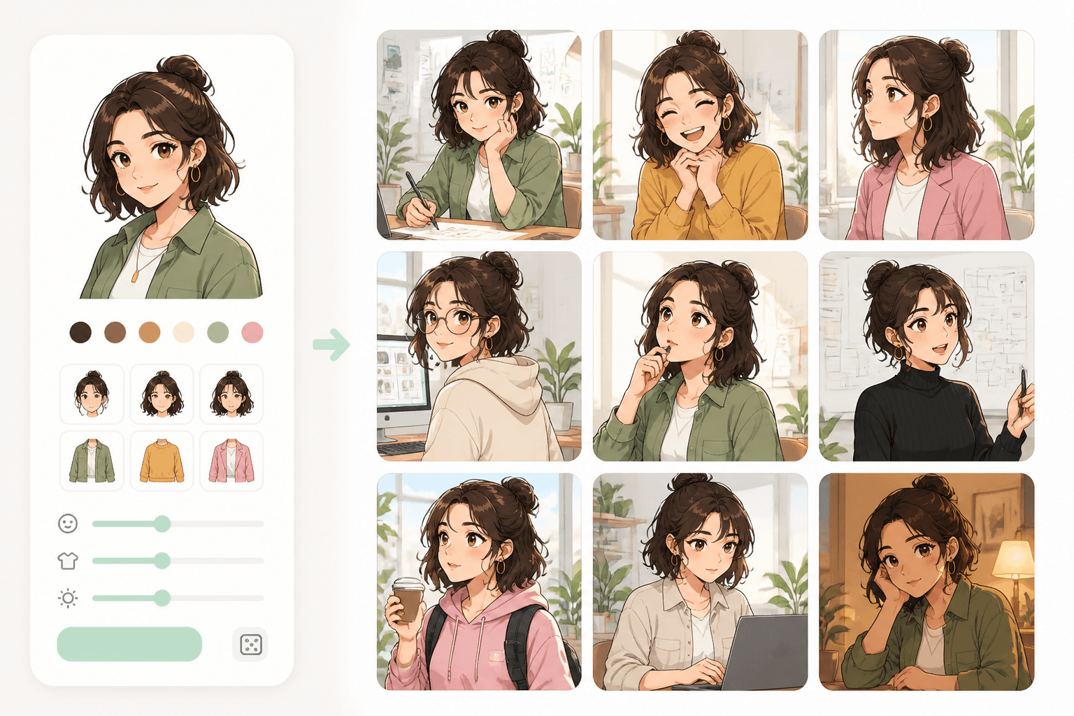 Consistent character generator preview