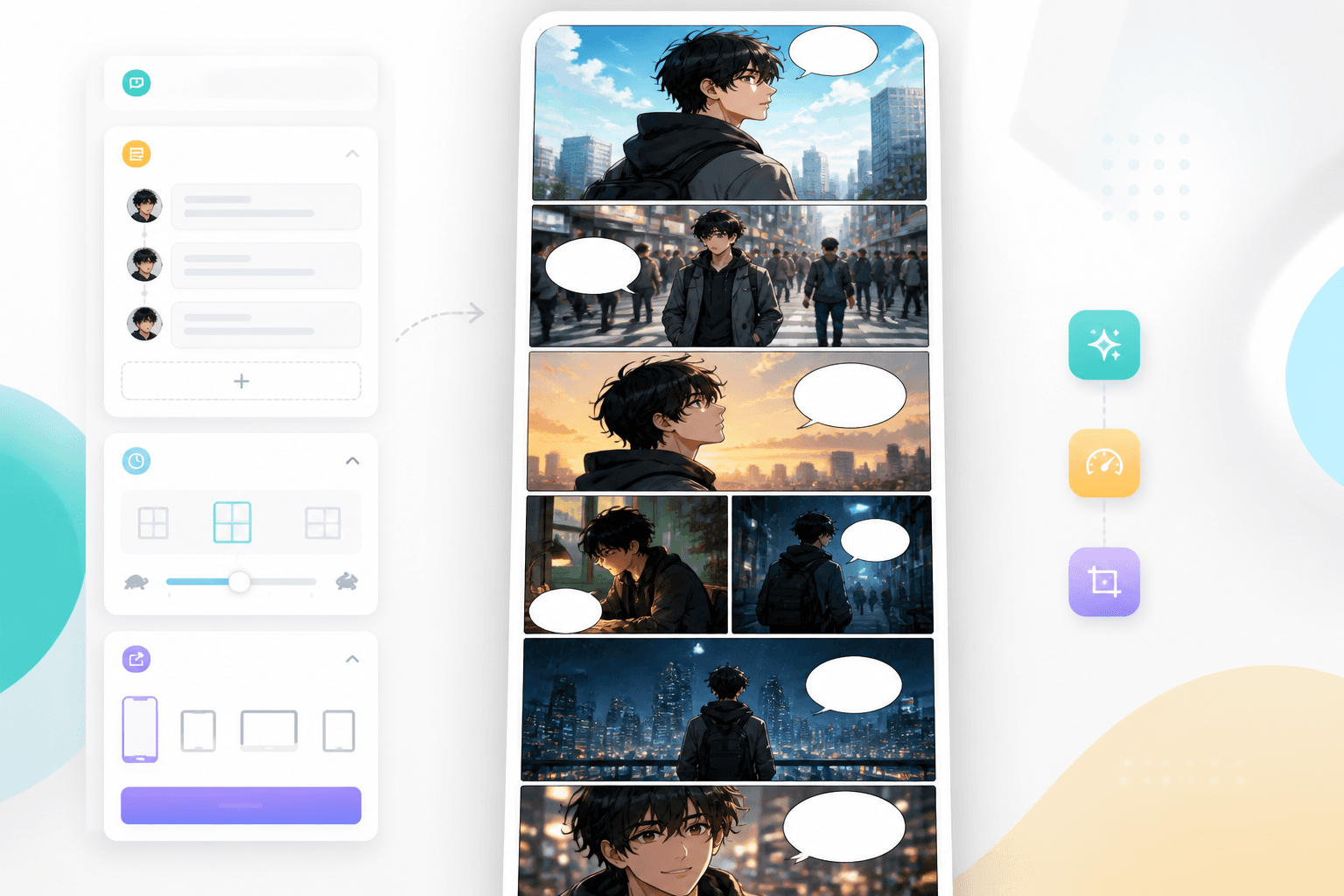 Vertical comic maker product mockup