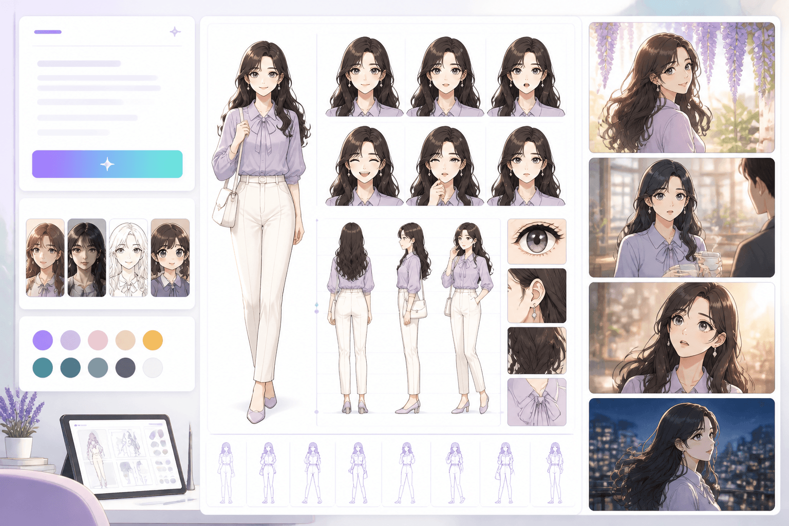Webtoon character generator product mockup
