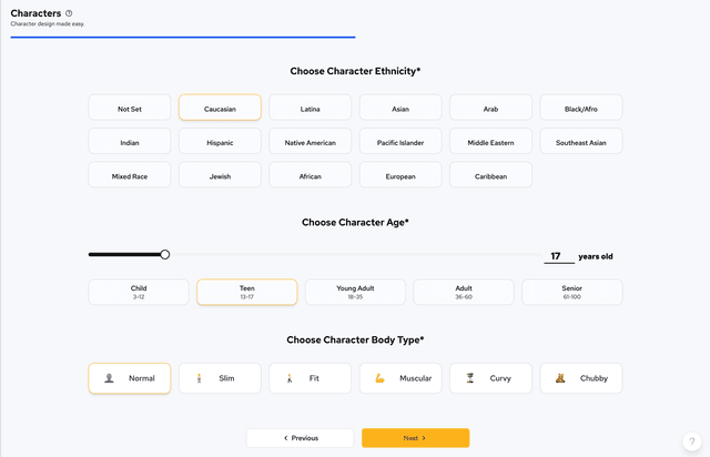 arrange character ui