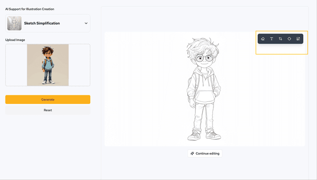Advanced image editing interface showing background removal and inpainting tools in action