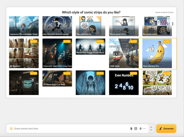Demonstration of Nano Banana Pro model generating comic art