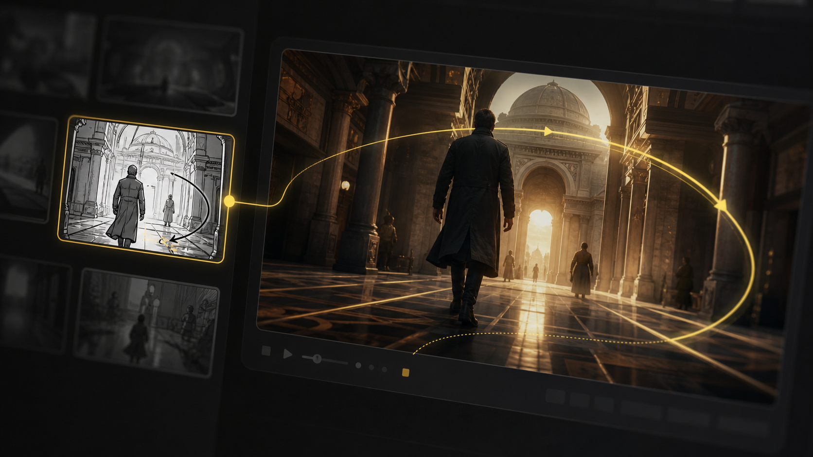 AI storyboard camera movement planning preview